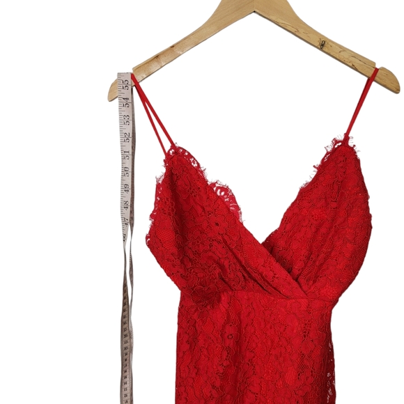 Majorelle Oracle Red Lace Dress Tiered Ruffle Midi Size XXS - Picture 8 of 10